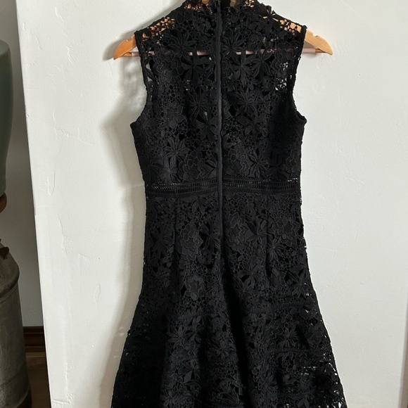Bardot Black Lace Cut Out Dress Mock Neck - Picture 5 of 8
